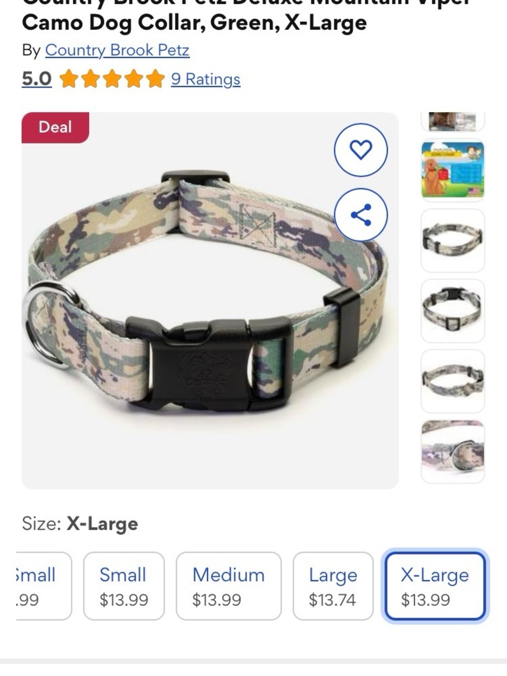 Camo Dog Collar with Quick-Release Buckle - Green Camo